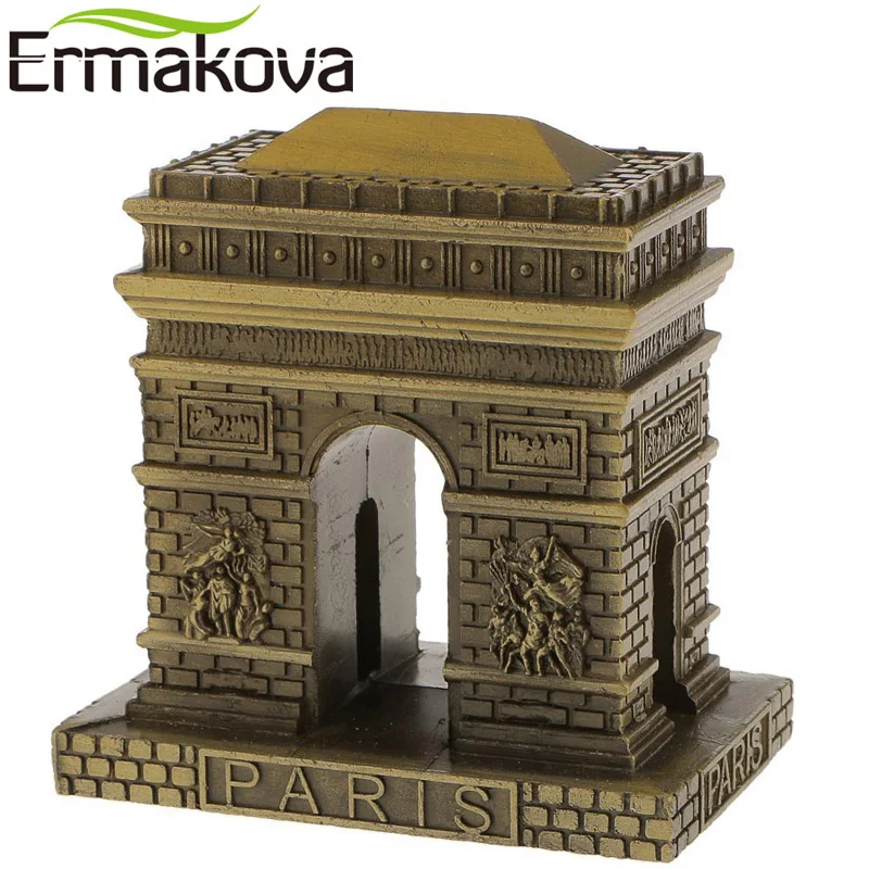 

ERMAKOVA Large Size Metal Paris Arch of Triumph Figurine Arch De Triumph Statue Landmark Building Architecture Home Office Decor