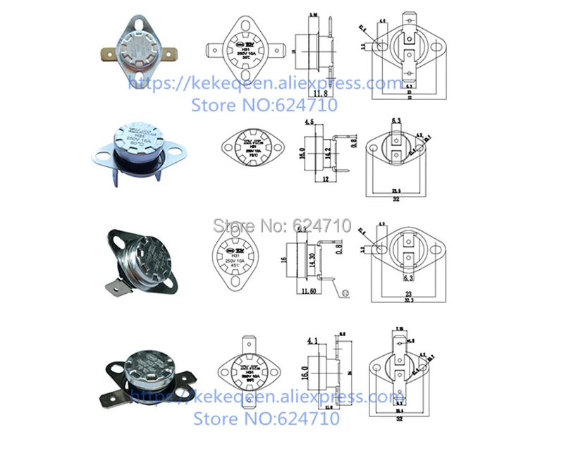 KSD301 250V 10A/16A closed 100 105 110 115 120 125 130 135 140 145 150 160 Celsius Degree 90 angle feet Thermal Control Switch outdoor light switch timer