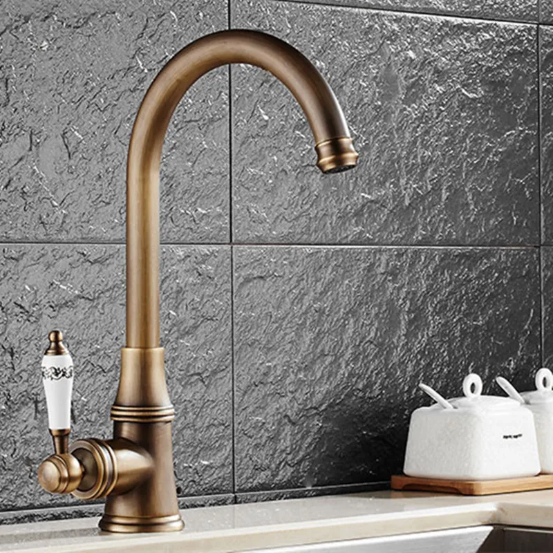 Free shipping Deck mounted solid brass kitchen sink faucet with single handle bronze kitchen faucet of