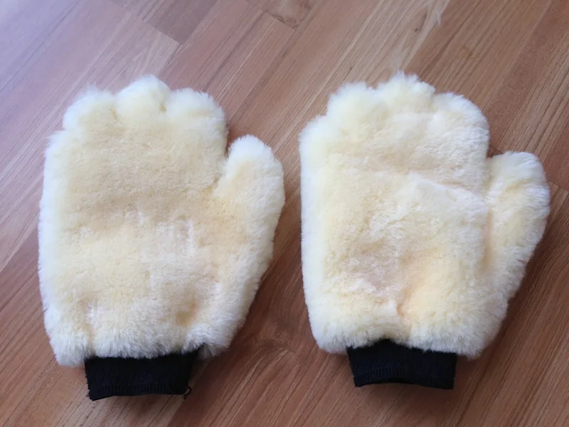 1piece Free Shipping Auto Clean Mitt Genuine Lambswool Polishing Glove