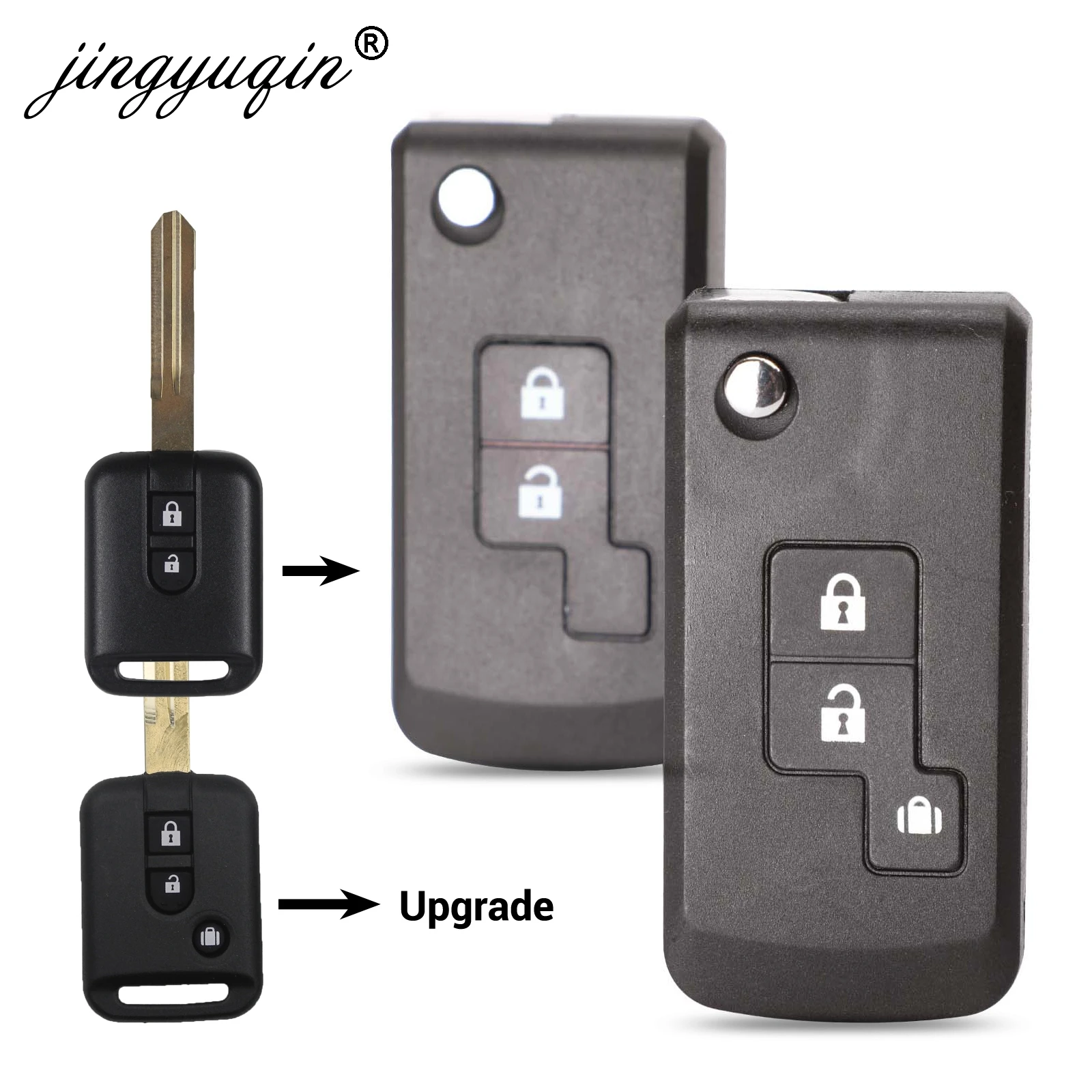 Jingyuqin 2/3 кнопочный модифицированный флип чехол для Nissan Qashqai primera Micra Navara Almera Note Sunny