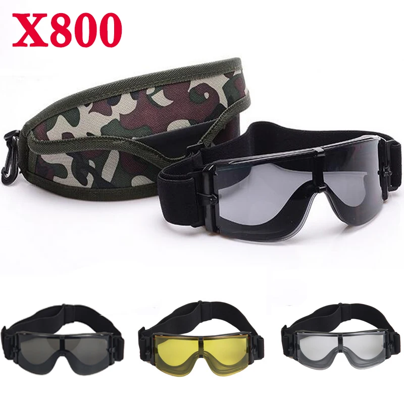

X800 Outdoor Airsoft Tactical Goggle Windproof Glass Anti-dust Helmet Glasses Military Bulletproof Eyewear