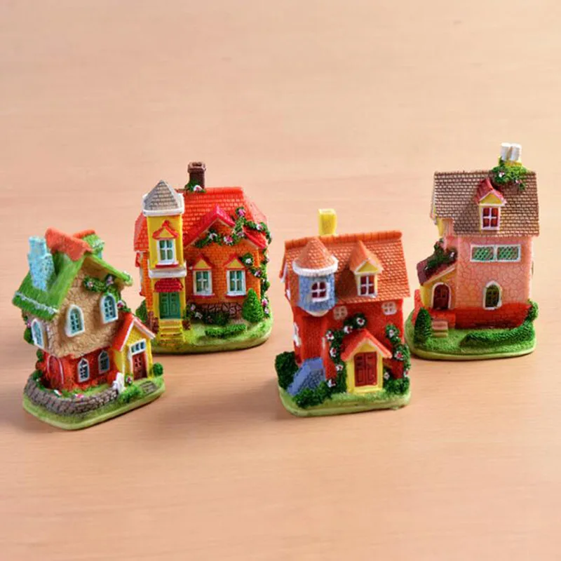 Cute Villa House Miniatura Dollhouse Garden Home Bonsai Decoration Mini Toy Miniature Resin Craft Ornaments Micro Decor DIY