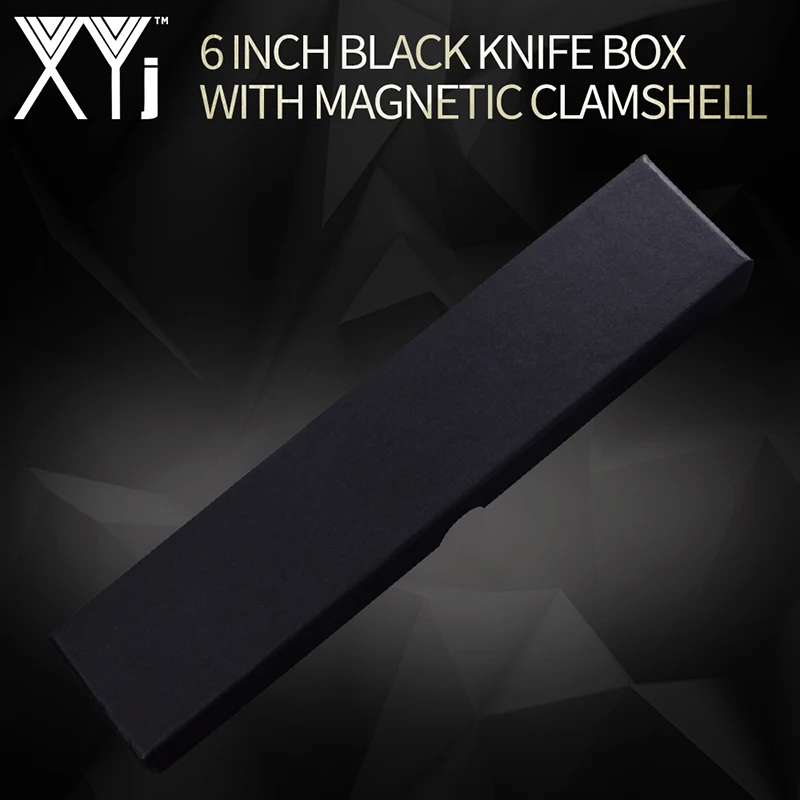 XYj коробка для кухонных ножей из нержавеющей стали, кухонный нож из дамасской стали, черный, золотой цвет, Подарочная коробка, кухонные инструменты для приготовления пищи, аксессуары - Цвет: 6 inch black