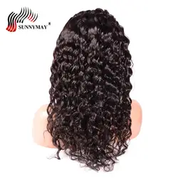 Sunnymay Малайзии девственные волосы свободные глубокая волна Синтетические волосы на кружеве человеческих волос парики отбеленные узлы