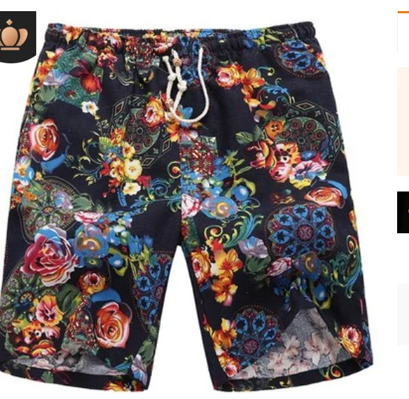 

HOO 2019 cotton linen men beach shorts quick-drying printed shorts fashion 5 minutes of pants
