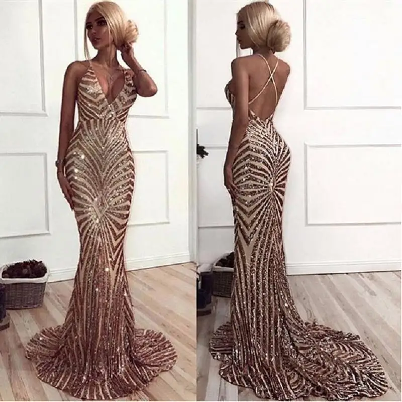 Picture Color Скромная африканская блестка Русалка Выпускные платья vestidos de fiesta de noche Сексуальное Черное женское вечернее платье с открытой спиной - Цвет: Picture Color