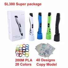 SL300 Дети doodle игрушки ручка 3D ручка с 22*10 М PLA нити ЖК-контроль скорости и температуры безопасный для детей использовать