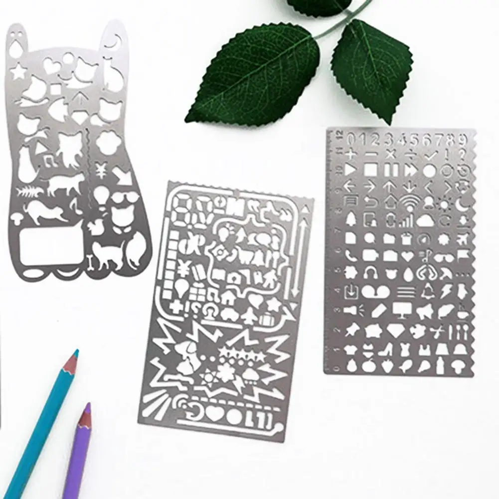 

DIY Stainless Steel Ruler Planner Travel Diary Notebook DIY Tool Drawing Template Ruler Stationery Cutting Dies