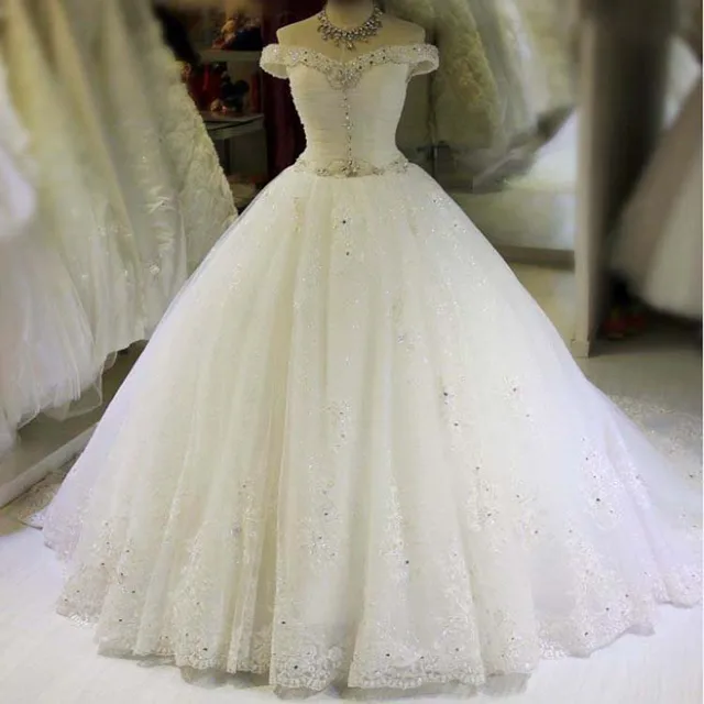 Luxury Princess Ball Gown Wedding Dress Country Style Cheap V Neck