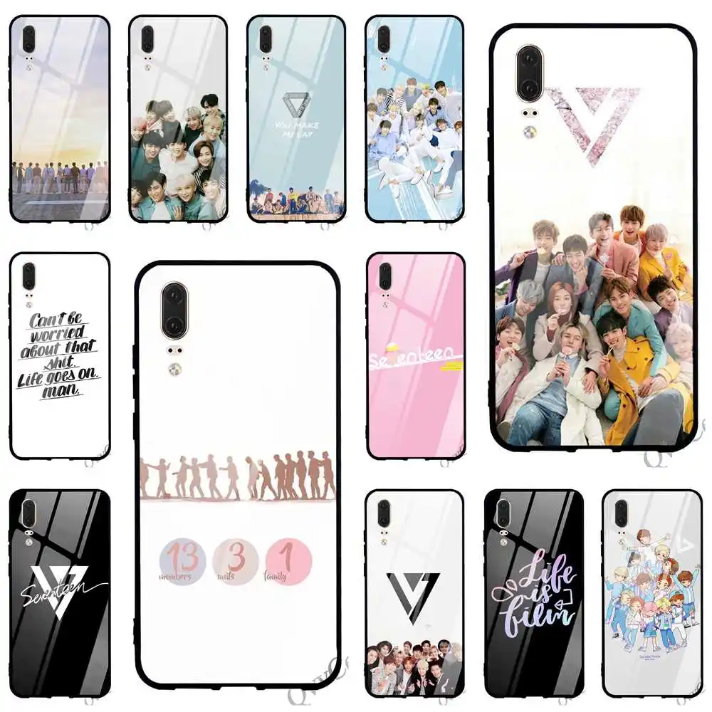 

Seventeen JUN kpop Tempered Glass Phone Case for Huawei Mate 20 Pro Cover P Smart P20 10 7A Y6 Y9 Honor 9 P10 Lite Covers Skin