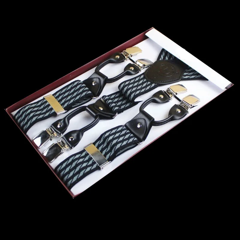 Высококачественные деловые эластичные мужские подтяжки с шестью зажимами FY18102210 - Цвет: PA012
