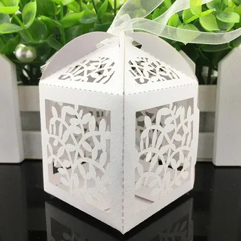

50Pcs Hollow Leaves Laser Cut Candy Box Wedding Favors And Gifts Baby Shower Chocolate Box For Party Decoration Supplies
