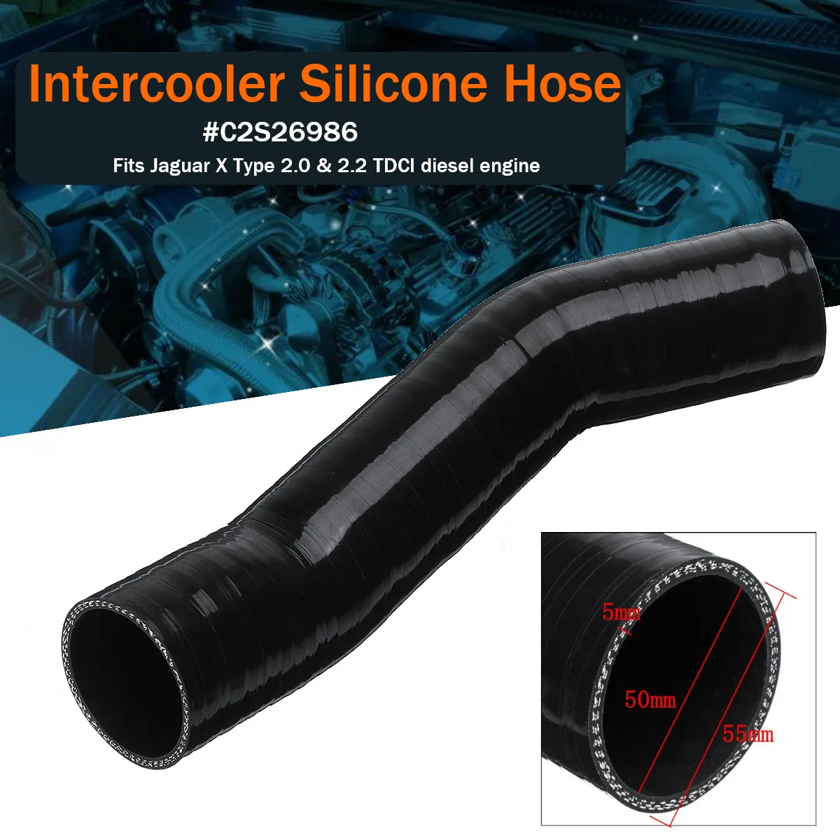 

Black Turbo Car Boost Hose Silicone Rubber Pipe Intercooler For JAGUAR X-TYPE 2.0 and 2.2 TDCI C2S26986