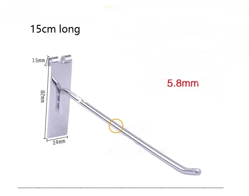 

(100 pcs/pack ) 15cm Length 6mm Diameter Retail Shop Exhibition Slatwall Display Hook