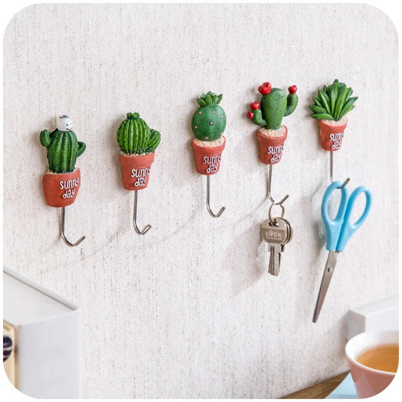 

Kawaii Artificial Cactus Kitchen Wall Door Hanger Sundries S Hooks Clothes Hangers Rails Holder Organizer Stainless Steel Hook