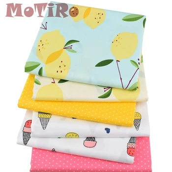 

MoTiRo,Meter,Printed Twill Cotton Fabric,Yellow pear and ice cream Series For DIY Quilting Sewing Cloth/Cushion/Sheet/Craft