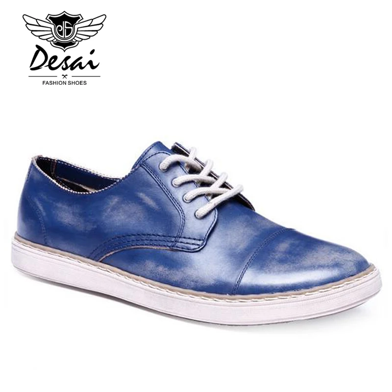 

Desai Men's Vulcanize Shoes For Spring Cow Genuine Leather Shoes Man Sewing Colored Casual Platform Flats Male Size 38-43 XMP785