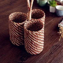 Ручной тростниковый ткацкий ящик для хранения содержимое коробка Посуда набор для чая точек настольного приема корзины