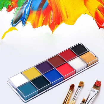 

12 Colors Professional Halloween Flash Tattoo Face Body Paint Oil Painting Art Makeup Birthday Children Dance
