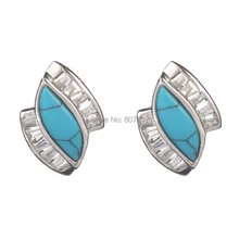 925 Plata de ley Pendientes de Turquesa y blanco Cubic Zirconia hermoso S-459e Moda Al Por Mayor de Primera clase productos Recommen