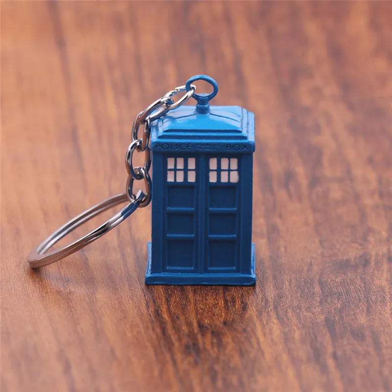 Oficial Doctor Who Tardis Policía Azul Caja Metal Llavero Nuevo