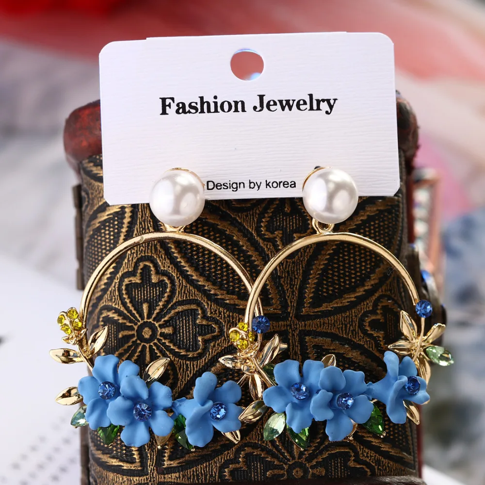 2018 элегантные тканевые серьги подвески с цветком Bijoux Sweety Красочные Лепестковые