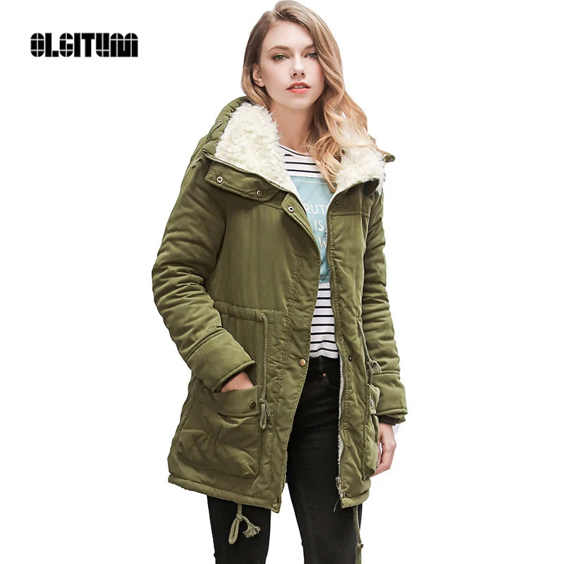 2019 Winter Jacket Women Hooded Coat Cotton Jacket Adjustable Waist Slim Parkas Plush Lining Cotton Coat CC256