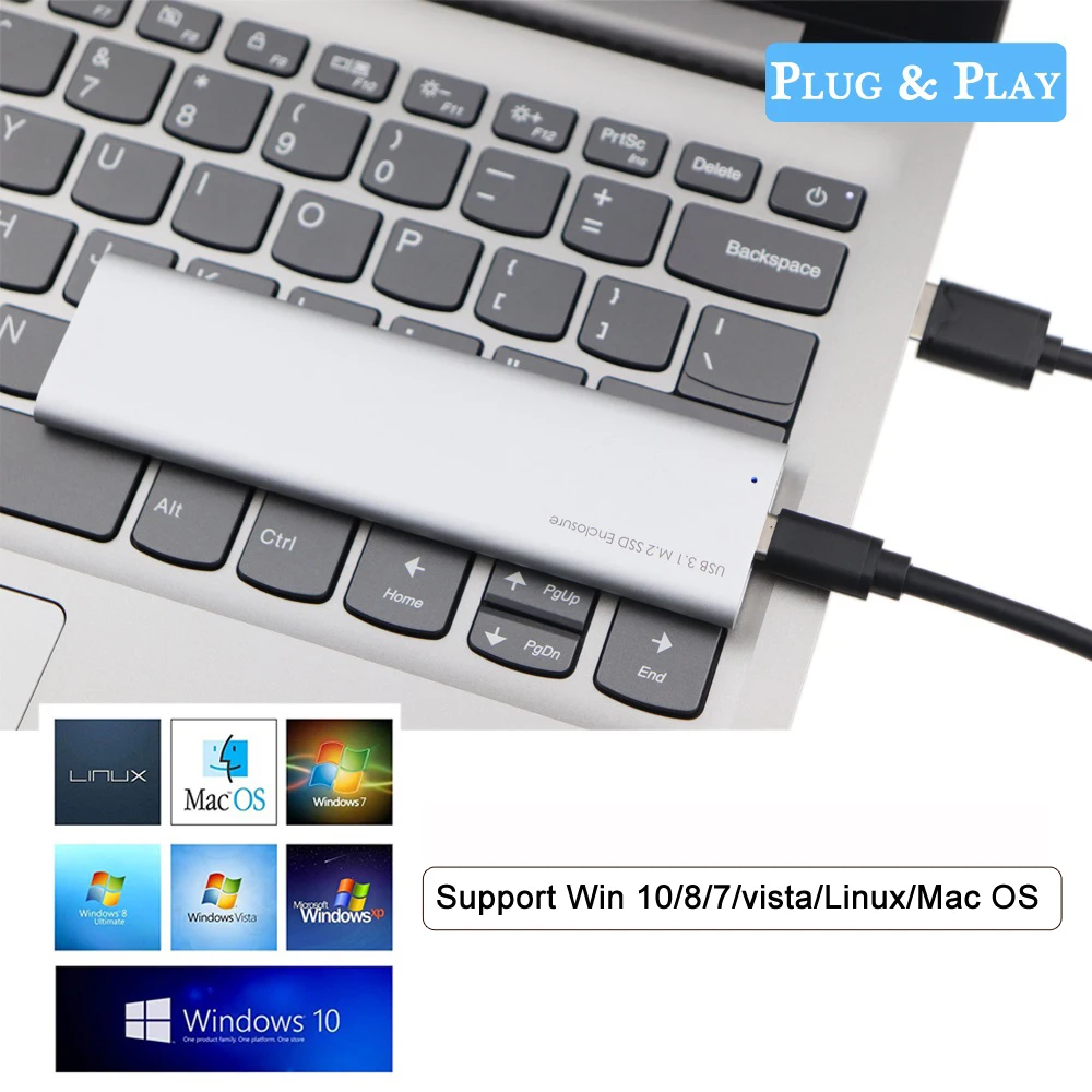 Внешний M.2-USB C SSD чехол NGFF SATA-based B Ключ к type C 3,1 Gen 1 SSD корпус UASP для 2230-22280 твердотельных накопителей