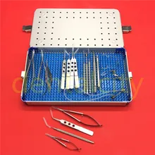 1Set Ophthalmic Cataract Eye Micro Surgery Surgical Instruments with case box makeup scissor ophthalmic microsurgical instruments surgical autoclavable surgery silicone disinfection box cosmetic makeup tool