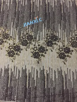 

hot selling embroidery african tulle mesh fabric DiuDiu-9722 with glitter sequins glued for party dress