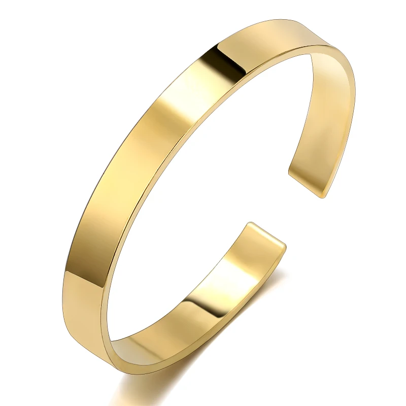 Buy Wide Simple Smooth Surface Gold Color Open Cuff