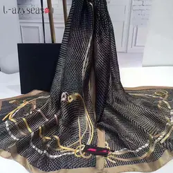 L-azyseason 2018 мода великолепный шелковый шарф Роскошные женские брендовые шарфы для Для женщин качественная шаль принт хиджаб 180*90 см