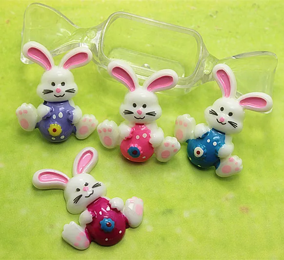 

10pcs 27*31mm Mix Colors Cute Easter Bunny Rabbit Resin Flatback Cabochon for DIY Craft Scrapbooking