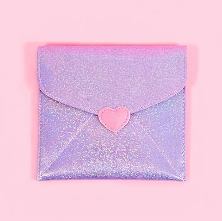 Милая женская гигиеническая сумка для косметики, женский клатч, модный держатель для карт, для девушек, Лолита, милая сумочка для хранения ювелирных изделий, сумки для денег - Цвет: Фиолетовый