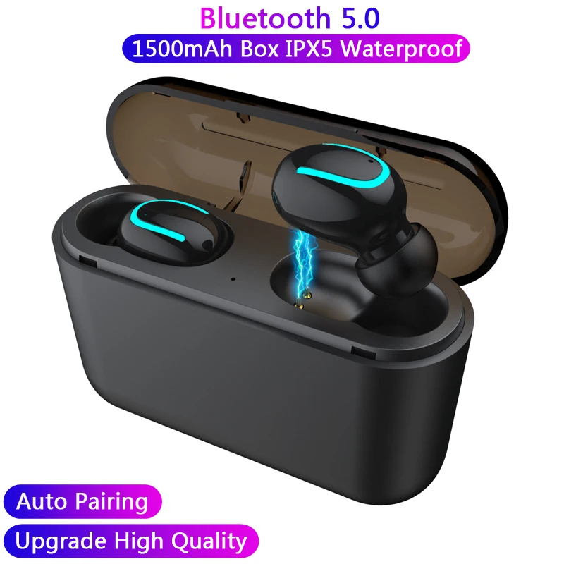 Беспроводные мини наушники TWS с зарядным футляром Bluetooth микрофоном 5 0 гарнитура