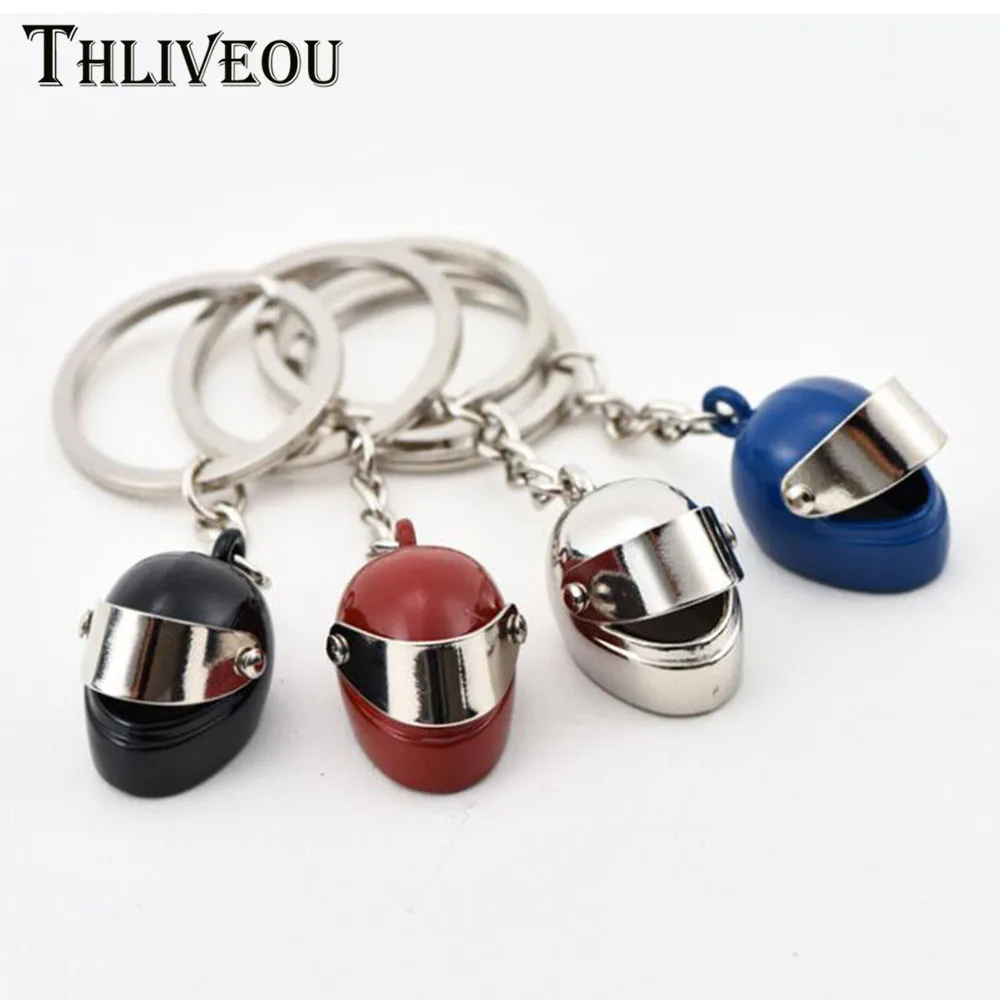 

THLIVEOU Metal Motorcycle Helmet Jelly Color Key Chains Offroad Enthusiasts Jewelry