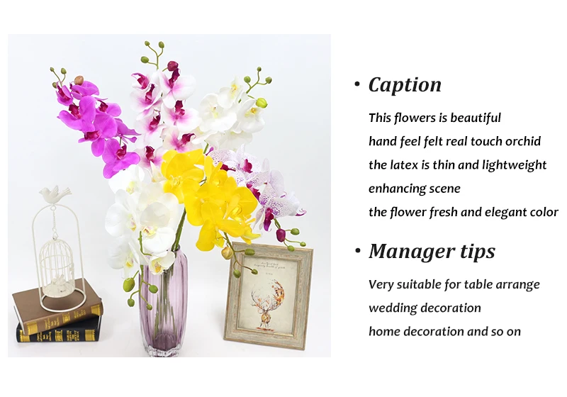 Artificial Orchid Flowers Real Touch Artificial Butterfly Orchid flores artificiales Wedding decoration home Festival Decoration (1111)
