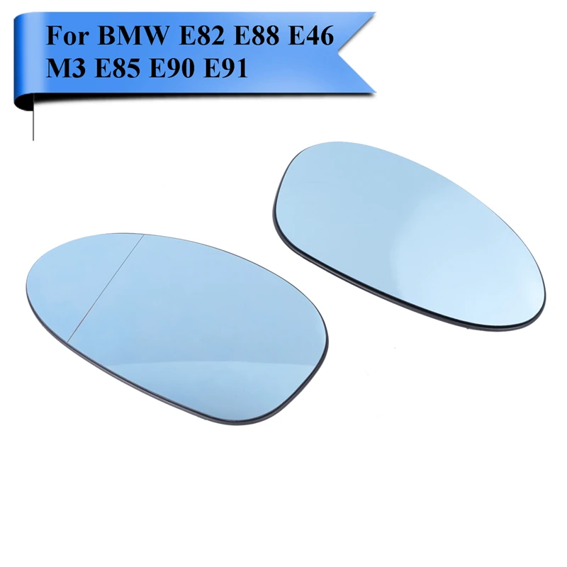 2x Heated Blue Tinted Wing Door Mirror Glass For BMW E82 E88 128i 135i E46 M3