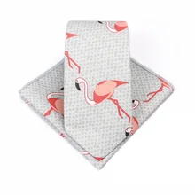 Хлопковый галстук шарф Набор мультфильм печати хлопок галстук набор мужской Фламинго лиса панда животных печати галстук Повседневная мода