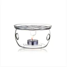 Подставка для чайника из прозрачного стекла, жаростойкая круглая теплая изоляционная база, свеча, аксессуары для чая и питья