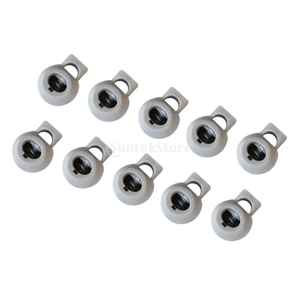 10 Pieces Durable Plastic Shock Cord Bungee Rope Toggle Fastener Terminal End Lock Stoppers Spring Ball Buckles