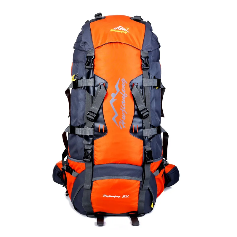 80L большой открытый рюкзак для альпинизма кемпинг дорожная сумка унисекс рюкзаки водонепроницаемый походный рюкзак Кемпинг альпинистская сумка - Цвет: Orange