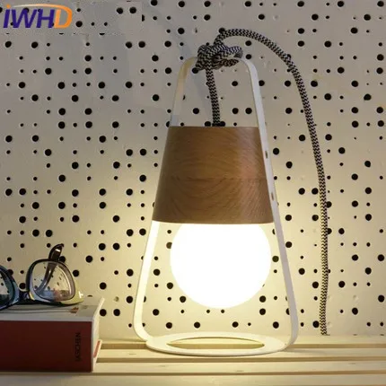 

IWHD Wood Lampara Led Pendant Light Fixtures Modern Fashion Iron Hanging Lamp Nordic Style Bedroom Kitchen Home Lighting Lustre