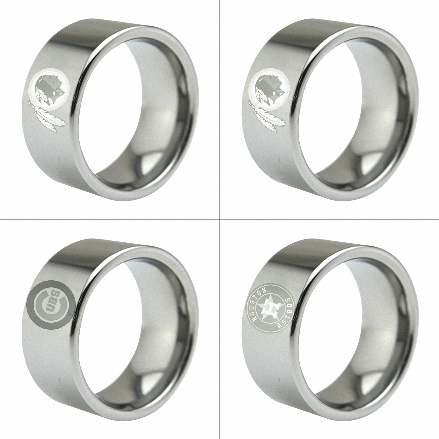 Men'S Fashion Tungsten Ring For Wedding Washington Redskins Baltimore Ravens Chicago Cubs Brand Jewelry 8mm Width Silver | Украшения и