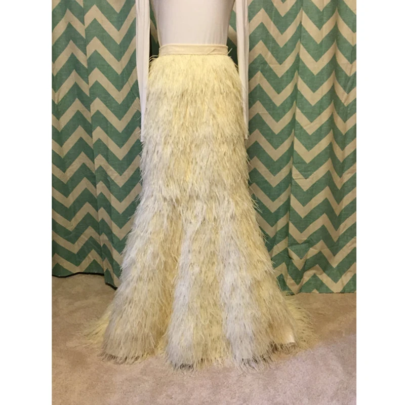 feather skirt long dress