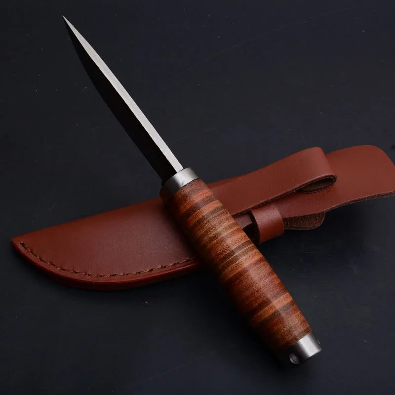 handmade fixed blade knife leather handle knife (5)