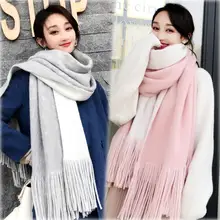 Новое поступление модный темперамент дамы высокого качества вязать удобный теплый толстый длинный шарф для женщин кисточкой большой открытый сладкий шаль