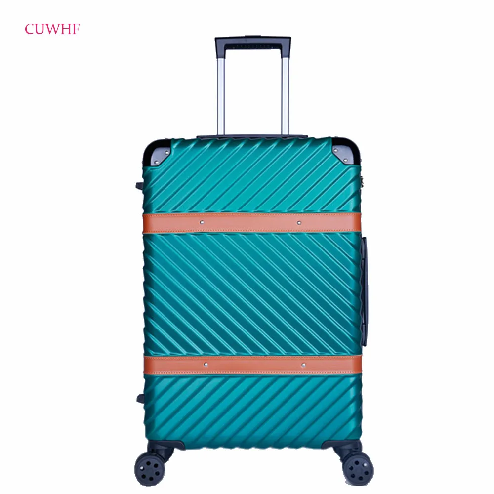 

CUWHF Universal wheel retro suitcase trolley case PC+ABS Suitcase Carry on Spinner Wheel Travel Luggage 20"/24" Unisex