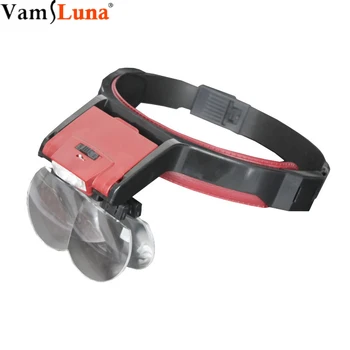 

Headband Magnifier Loupe Repair Third Hand Helmet Magnifying Glass Spectacles (1.7X, 2X, 2.5X, 3.5X) with LED For Dental U